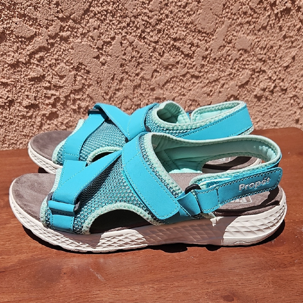 Propet Travelactive Blue Teal Sport Slingback Sandals Size 11W